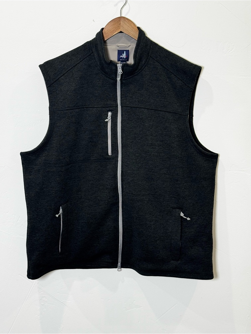 Johnnie-O Men's Black Polyester Full Zip Vest With Pockets Solid Lined Mens XXL